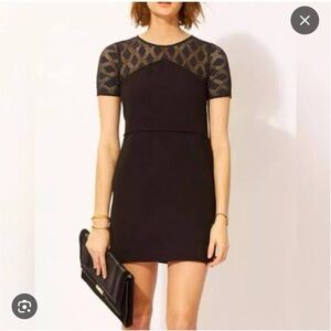 Maje Black Mini Dress with Lace Sleeves